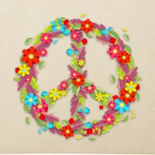 Peace symbol červené kvety