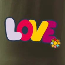 Love nápis s kvetinou