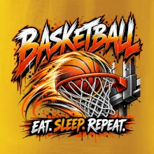 Basketbalový kôš s loptou eat sleep repeat
