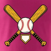 Zkřížené baseballové pálky a míček