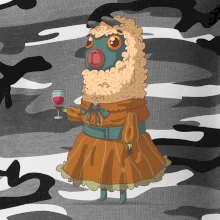 Alpaka s vínom žena