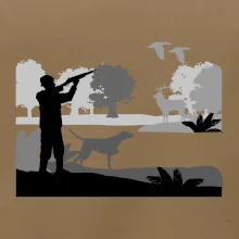 Lovec a stavač v lese