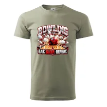 Bowlingová guľa a kolky eat sleep repeat