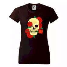 Lebka držiace ružu