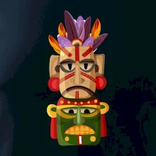 Mayová maska s perím