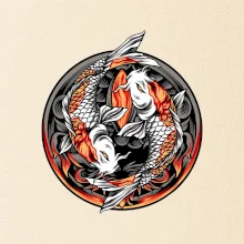 Yin & Yang Koi kapor - oranžový