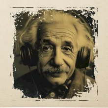 Albert Einstein so slúchadlami