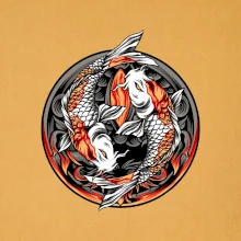 Yin & Yang Koi kapor - oranžový