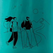 Kreslený pár na výlete Kreslený pár na výlete