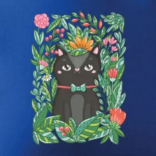 Mačka s kvetmi maľované