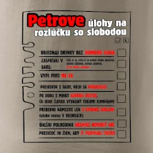 Tričko na rozlúčku s úlohami vpredu