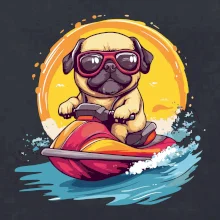 Mops na vodnom skútri