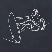 Surfer na vlne jedným ťahom