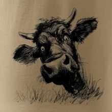 Čiernobiela karikatúra čierna krava hlava