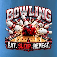 Bowlingová guľa a kolky eat sleep repeat