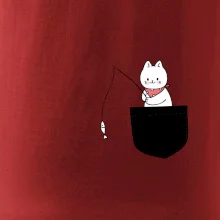 Mačka s rybou vo vrecku