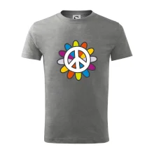 Peace symbol s kreslenou kvetinou