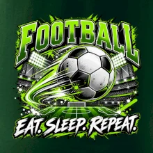 Futbalová lopta a štadión eat sleep repeat