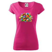 Peace symbol prerastený kvetinami