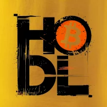Hodl velký nápis a logo BTC