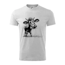 Čiernobiela karikatúra krava stojaca