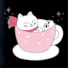 Vianočná mačka v hrnčeku