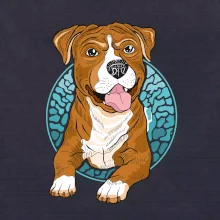 Americký staford kreslený v koliesku (Pecka design)