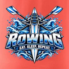 Veslařská loď se zkříženými vesly eat sleep repeat