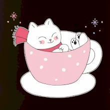 Vianočná mačka v hrnčeku