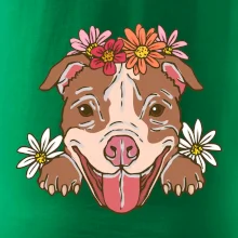 Americký stafordšírsky teriér hlava s kvetinami