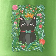 Mačka s kvetmi maľované