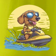 Jazvečík na vodnom skútri