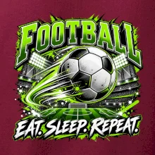 Futbalová lopta a štadión eat sleep repeat