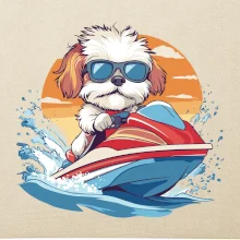 Bišónik na vodnom skútri