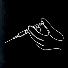 Ruka a injekcia jedným ťahom