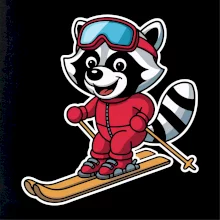 Mýval na lyžiach - kreslený