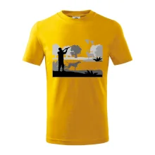 Lovec a stavač v lese