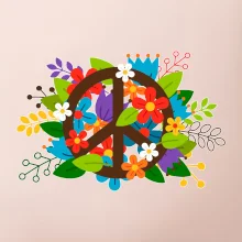 Peace symbol prerastený kvetinami