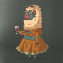 Alpaka s vínom žena