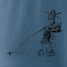 Kreslený rybár na pni