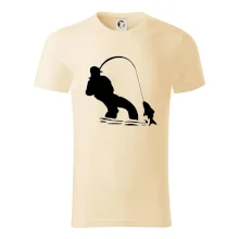 Rybár ťahajúce rybu