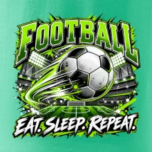 Futbalová lopta a štadión eat sleep repeat