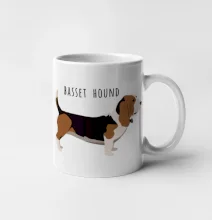 Basset hound pes s nápisom