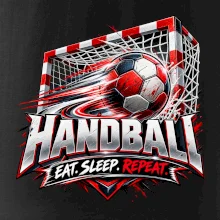 Hádzanárska lopta v bránke eat sleep repeat