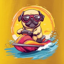 Mops na vodnom skútri