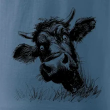 Čiernobiela karikatúra čierna krava hlava