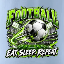 Futbalová lopta a štadión eat sleep repeat