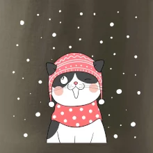 Mačka v zimnej čiapke