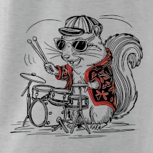 Squirrel playing drums