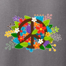 Peace symbol prerastený kvetinami